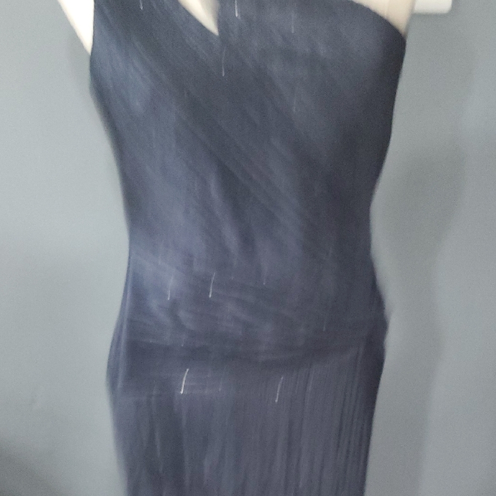 Chic One-Shoulder Navy Midi  Dress - Picture 4 of 15